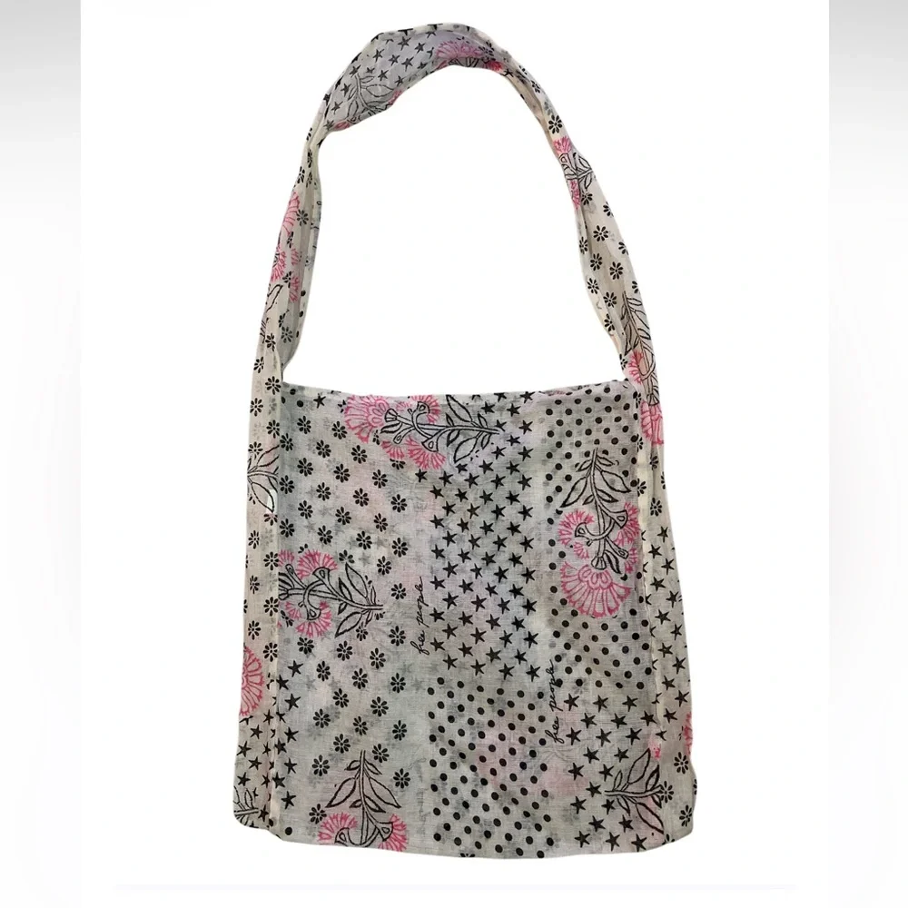 Free People Patchwork Tote Bag Floral Star Print‎ Boho Shoulder Bag
